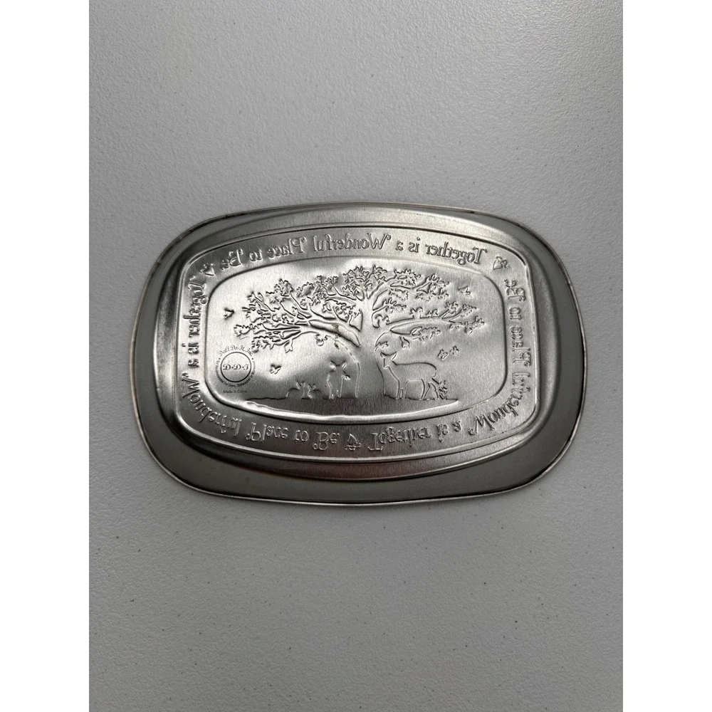 Decorative Pewter Tray With Engraved Tree & Animal Scene‎ By DDI Organizer 10